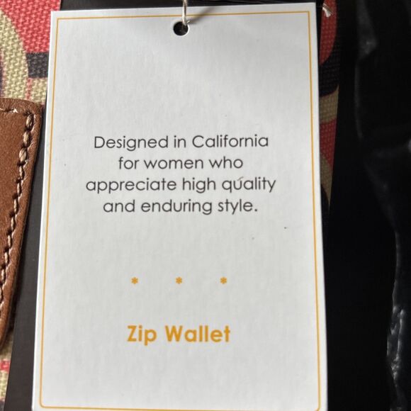 Halsea Zip-Around Wallet Retro Geometric Canvas Print Faux Leather Trim - Picture 12 of 14